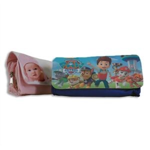 Estuche escolar personalizado con fotos azul