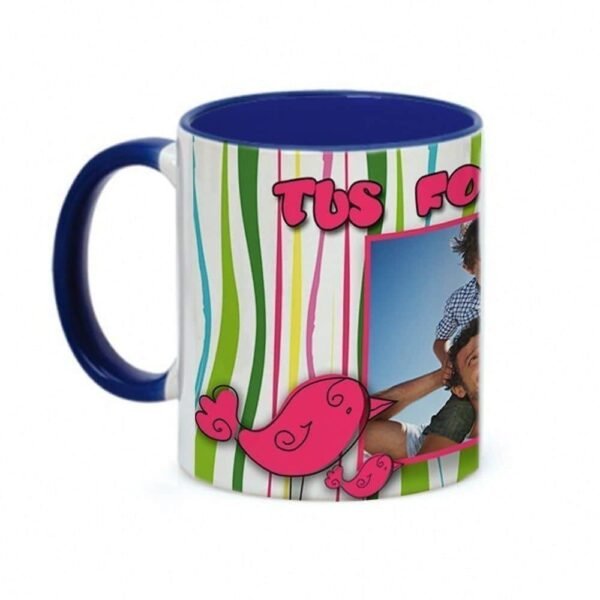 Taza personalizada con fotos interior y asa de color