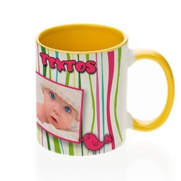 Taza personalizada con fotos interior y asa de color
