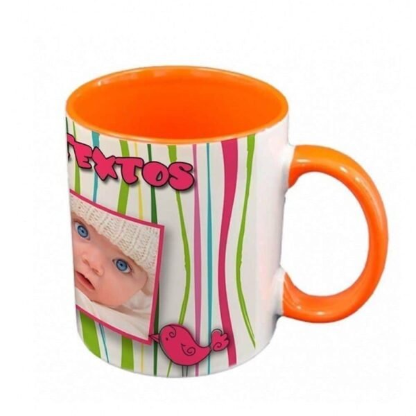Taza personalizada con fotos interior y asa de color