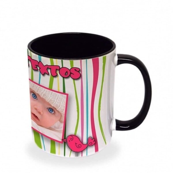 Taza personalizada con fotos interior y asa de color