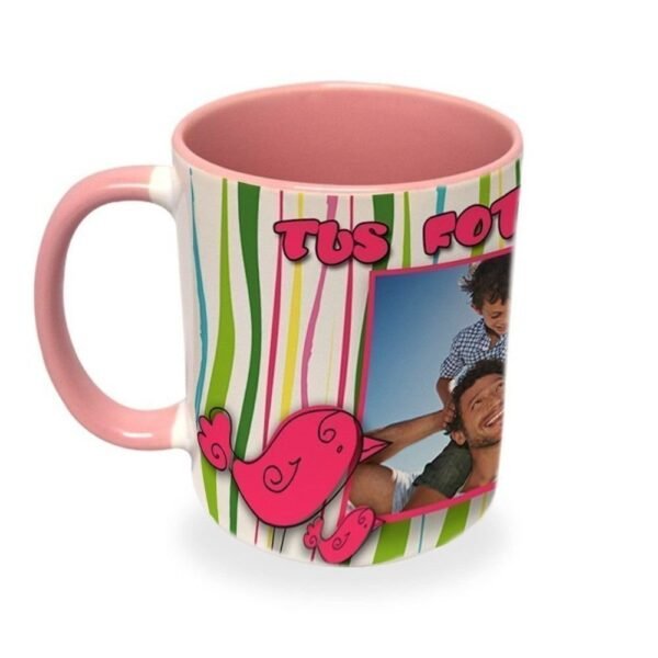Taza personalizada con fotos interior y asa de color