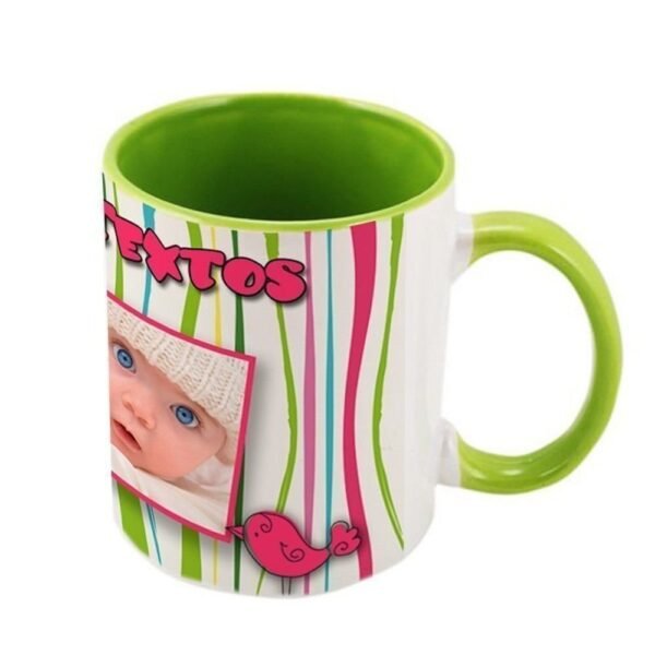 Taza personalizada con fotos interior y asa de color