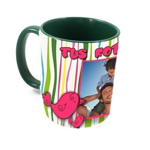Taza personalizada con fotos interior y asa de color