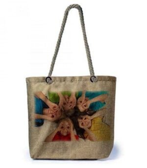 Bolsa personalizada con fotos tipo lino asa cuerda