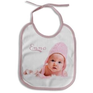 Babero personalizado con fotos rosa
