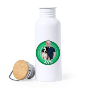 Botella personalizada con asa tapa madera